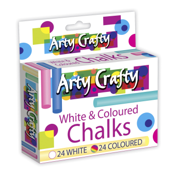 Arty Crafty 48pc White & Coloured Chalks